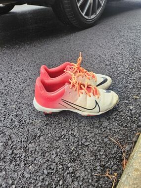 Nike Diamond Baseball Cleats Youth 6Y Orange Red Molded Studs Fastflex